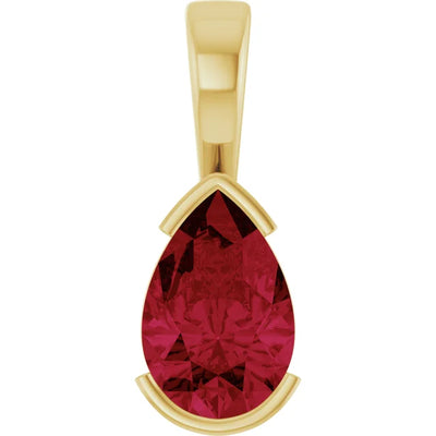 Pear Center Half Bezel Pendant and Necklace
