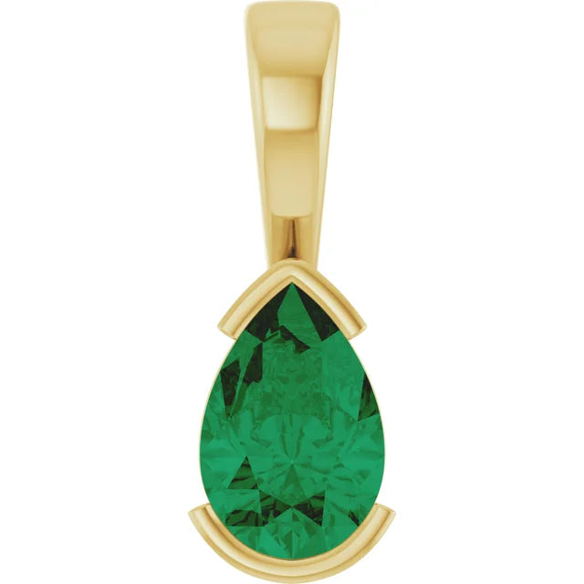 Pear Center Half Bezel Pendant and Necklace