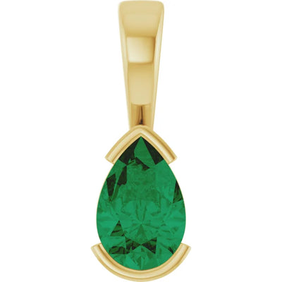 Pear Center Half Bezel Pendant and Necklace