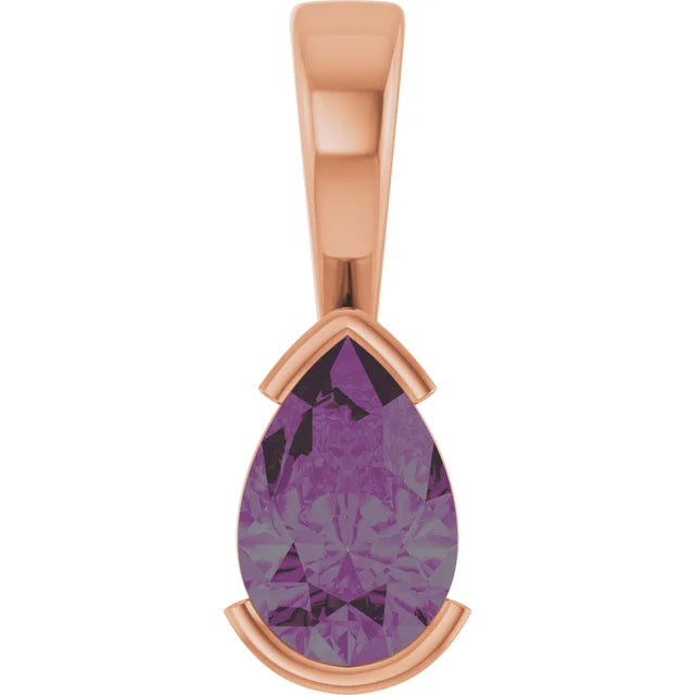Pear Center Half Bezel Pendant and Necklace