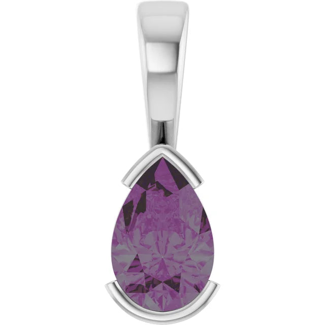 Pear Center Half Bezel Pendant and Necklace