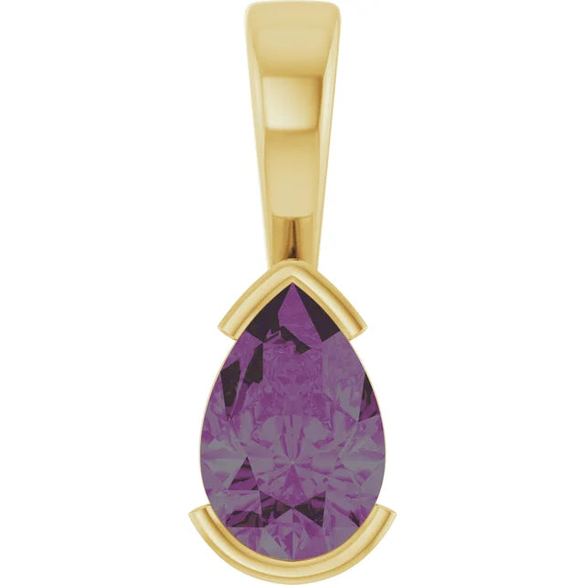 Pear Center Half Bezel Pendant and Necklace