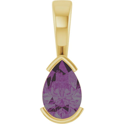 Pear Center Half Bezel Pendant and Necklace