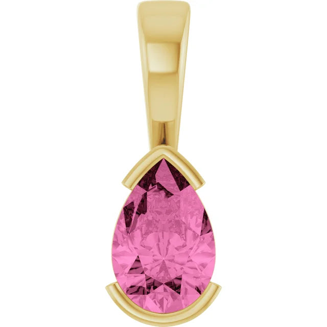 Pear Center Half Bezel Pendant and Necklace