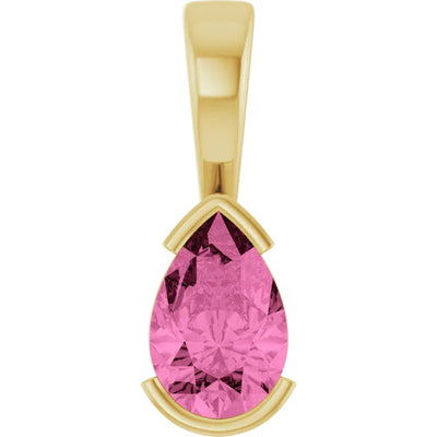 Pear Center Half Bezel Pendant and Necklace