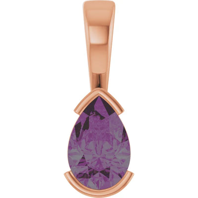 Pear Center Half Bezel Pendant and Necklace