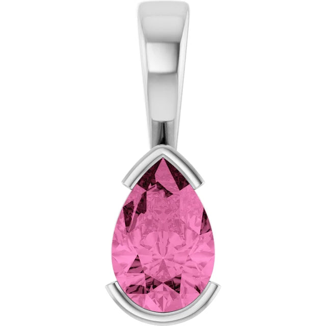 Pear Center Half Bezel Pendant and Necklace