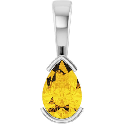 Pear Center Half Bezel Pendant and Necklace