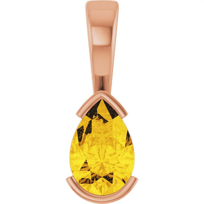 Pear Center Half Bezel Pendant and Necklace