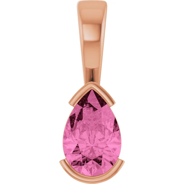 Pear Center Half Bezel Pendant and Necklace