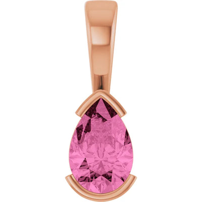 Pear Center Half Bezel Pendant and Necklace