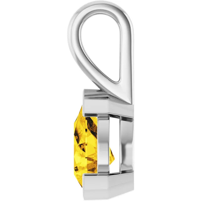 Pear Center Half Bezel Pendant and Necklace
