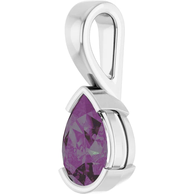 Pear Center Half Bezel Pendant and Necklace