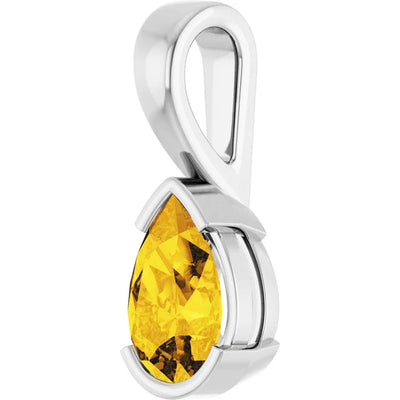 Pear Center Half Bezel Pendant and Necklace