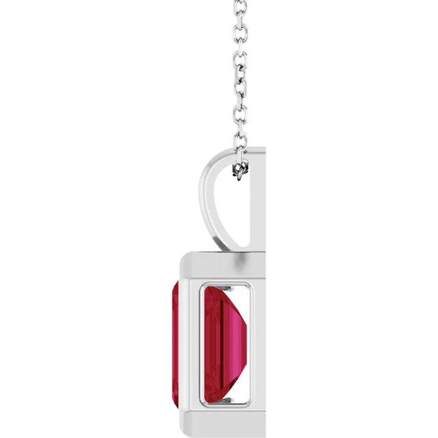 Emerald Center Open Sides Bezel Set Pendant and Necklace