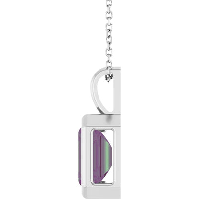 Emerald Center Open Sides Bezel Set Pendant and Necklace