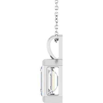 Emerald Center Open Sides Bezel Set Pendant and Necklace