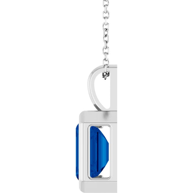 Emerald Center Open Sides Bezel Set Pendant and Necklace