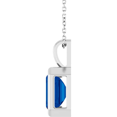 Emerald Center Open Sides Bezel Set Pendant and Necklace