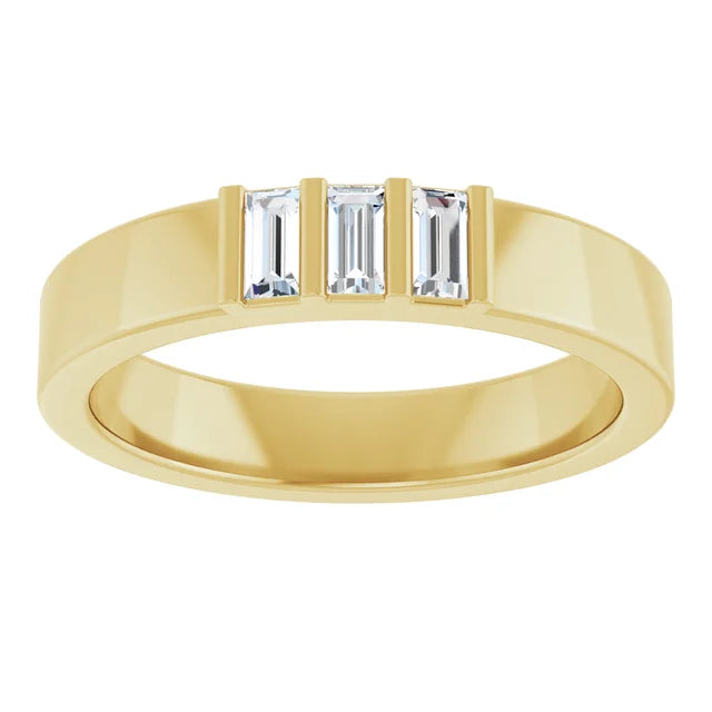 3 Stone Baguette Bold Band