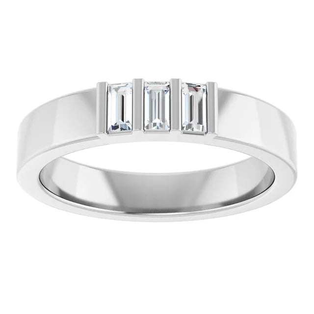 3 Stone Baguette Bold Band