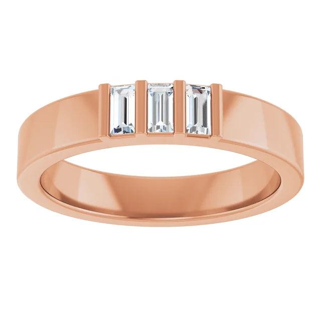 3 Stone Baguette Bold Band
