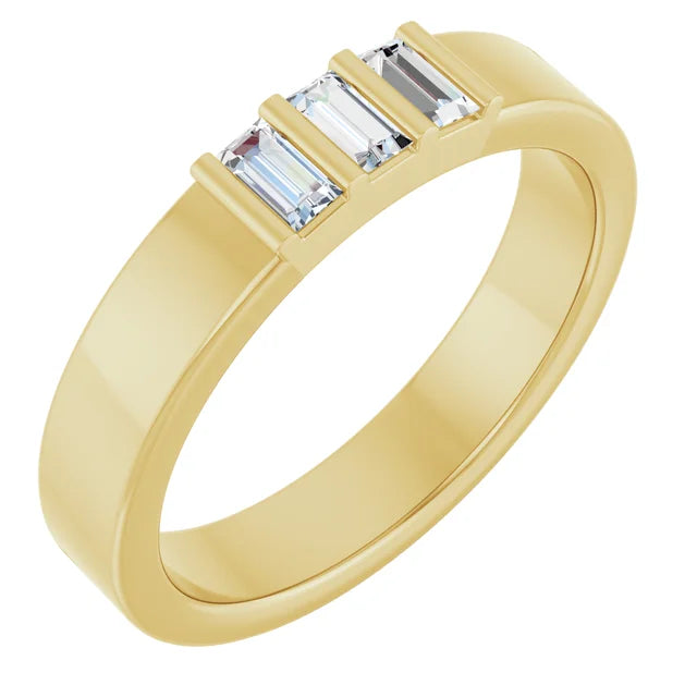 3 Stone Baguette Bold Band