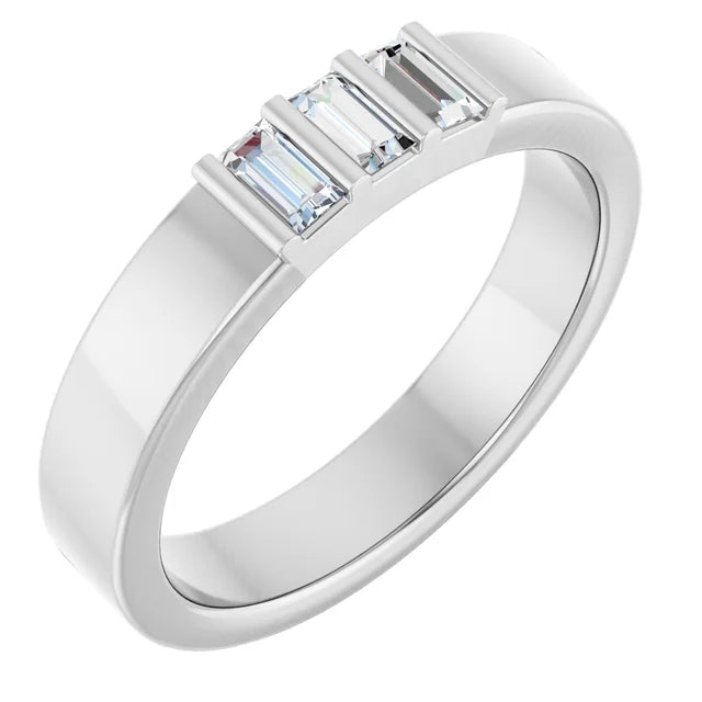 3 Stone Baguette Bold Band