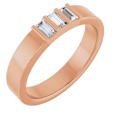3 Stone Baguette Bold Band