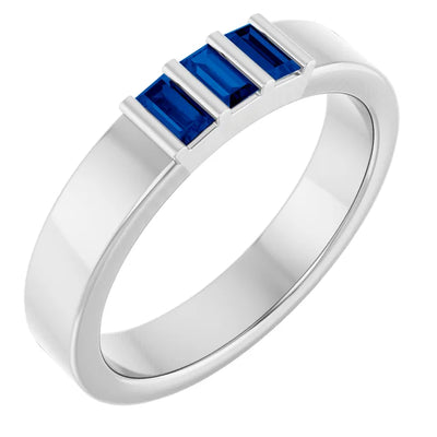 3 Stone Baguette Bold Band