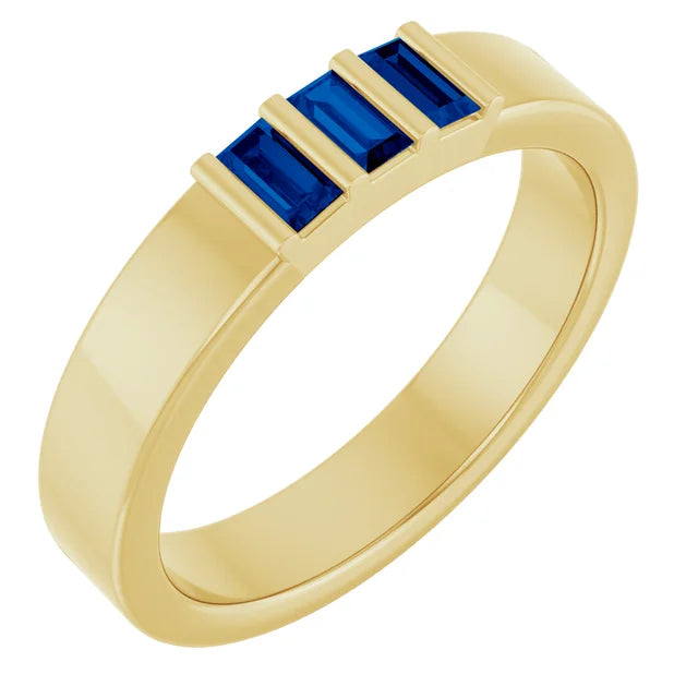 3 Stone Baguette Bold Band