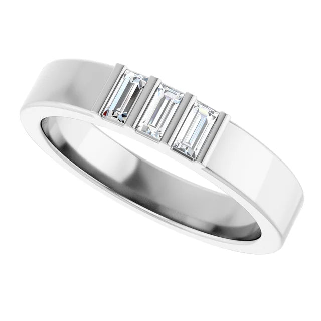 3 Stone Baguette Bold Band