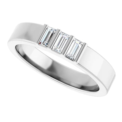 3 Stone Baguette Bold Band
