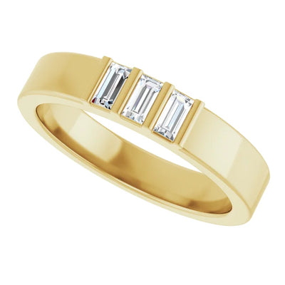 3 Stone Baguette Bold Band