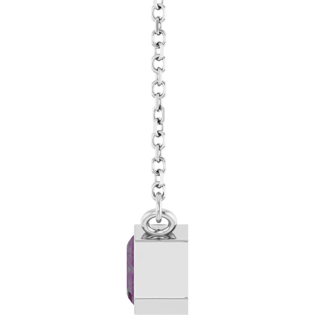 Emerald Center East West Bezel Set Pendant and Necklace