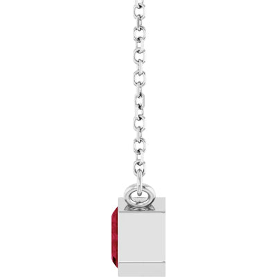 Emerald Center East West Bezel Set Pendant and Necklace