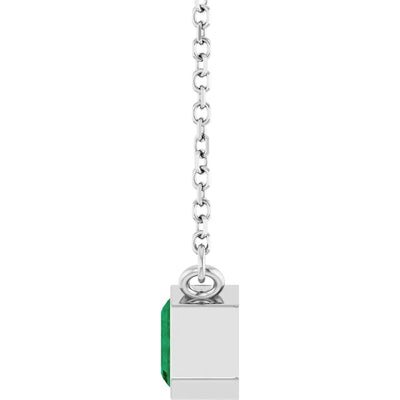 Emerald Center East West Bezel Set Pendant and Necklace