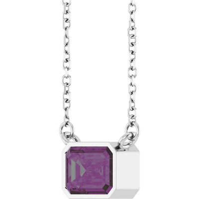 Emerald Center East West Bezel Set Pendant and Necklace