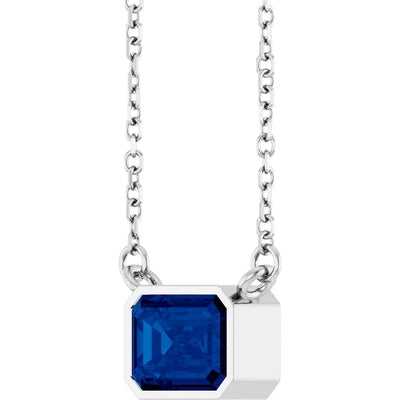 Emerald Center East West Bezel Set Pendant and Necklace