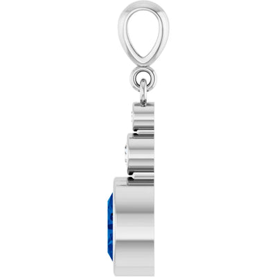 Oval and Round 3 Stone Dropped Sapphire Pendant and Necklace