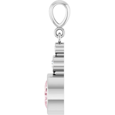 Oval and Round 3 Stone Dropped Pendant and Necklace
