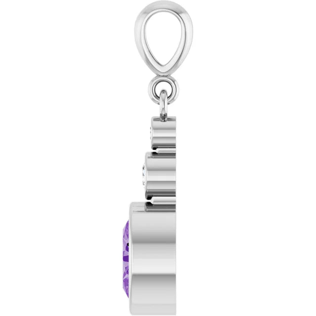 Oval and Round 3 Stone Dropped Sapphire Pendant and Necklace
