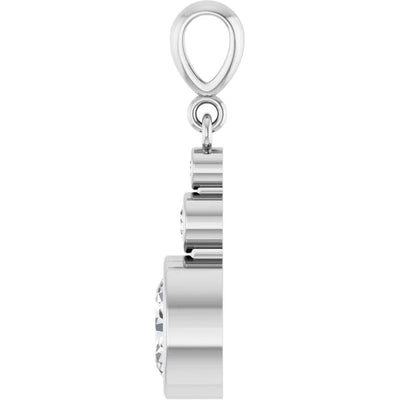 Oval and Round 3 Stone Dropped Pendant and Necklace