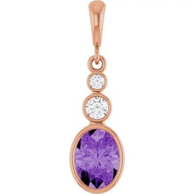 Oval and Round 3 Stone Dropped Sapphire Pendant and Necklace