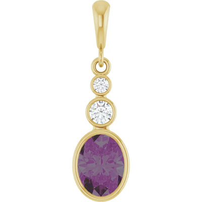 Oval and Round 3 Stone Dropped Pendant and Necklace