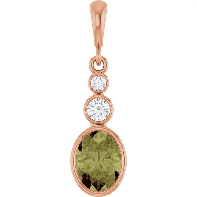 Oval and Round 3 Stone Dropped Sapphire Pendant and Necklace