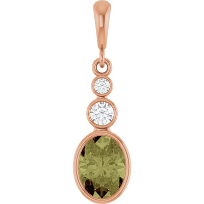 Oval and Round 3 Stone Dropped Sapphire Pendant and Necklace