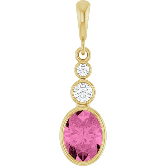 Oval and Round 3 Stone Dropped Sapphire Pendant and Necklace