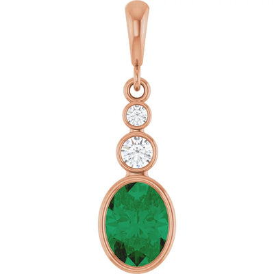 Oval and Round 3 Stone Dropped Pendant and Necklace