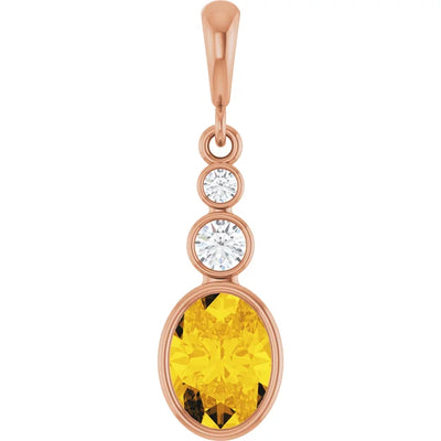Oval and Round 3 Stone Dropped Sapphire Pendant and Necklace